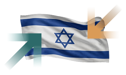 דגל ישראל עם חצים של כניסה ויציאת מידע